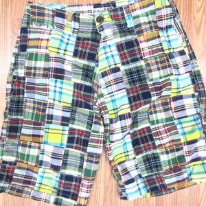 PLUGG REGULAR FIT PLAID PATCHWORK SHORTS 100% COTTON Sz 36